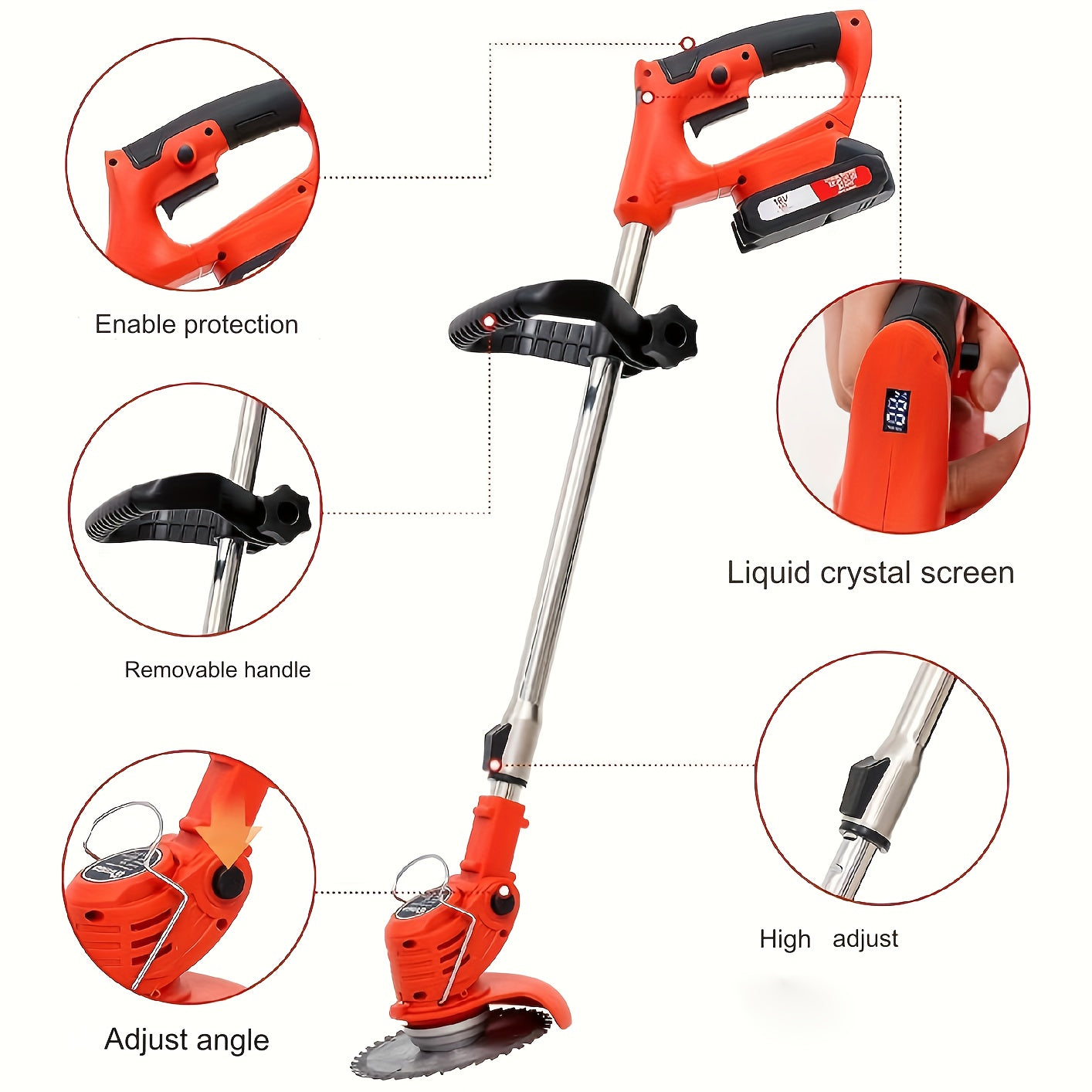 Cordless Electric Mower with 2 Batteries and 4 Blades